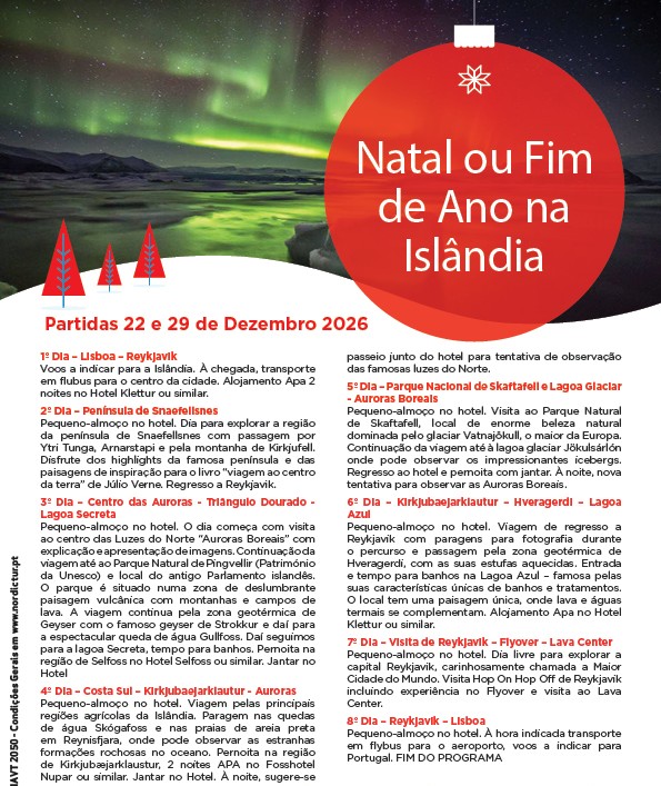 Natal na Islândia - Partida de Lisboa a 22 de dezembro